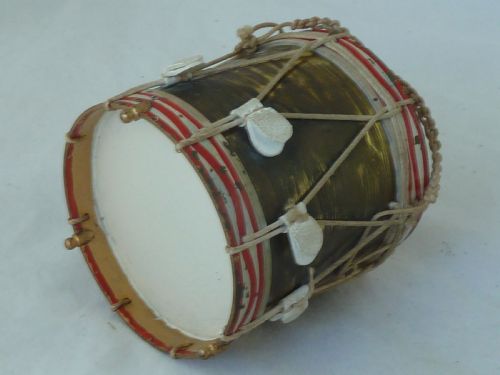POTTER MINIATURE REGIMENTAL SNARE SIDE DRUM PAINTED BRASS TINPLATE MODEL - ADDITIONAL PHOTO 8