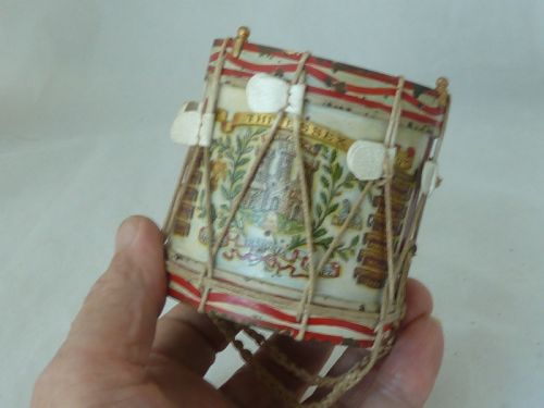 POTTER MINIATURE REGIMENTAL SNARE SIDE DRUM PAINTED BRASS TINPLATE MODEL - ADDITIONAL PHOTO 9
