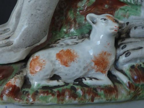 LION AND THE LAMB VICTORIAN STAFFORDSHIRE POTTERY FIGURE GROUP - ADDITIONAL PHOTO 4