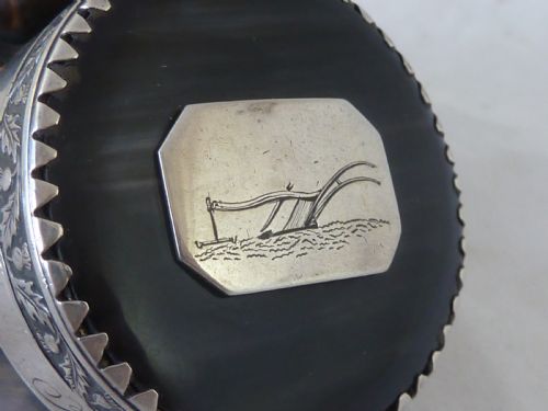 1825 SCOTTISH HORN SNUFF MULL HINGED SILVER LID BOX MCCORMICK DATED GEORGIAN - ADDITIONAL PHOTO 2