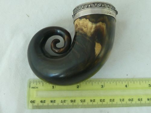 1825 SCOTTISH HORN SNUFF MULL HINGED SILVER LID BOX MCCORMICK DATED GEORGIAN - ADDITIONAL PHOTO 7