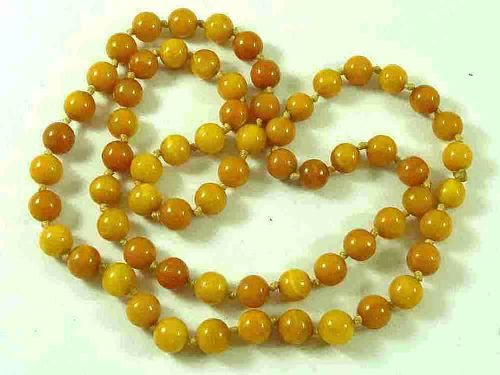 NATURAL BALTIC AMBER EQUAL 10MM ROUND BEAD NECKLACE 37G BUTTERSCOTCH