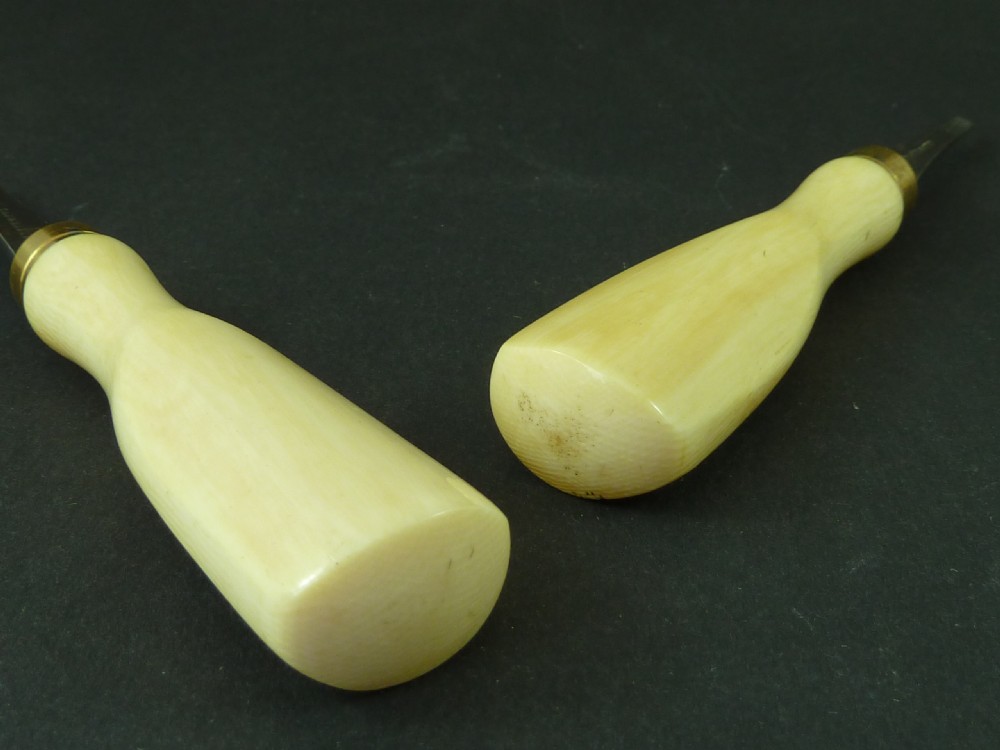 Pair Hawksley Ivory Handled Turnscrews Gun Pistol Accessory View IV