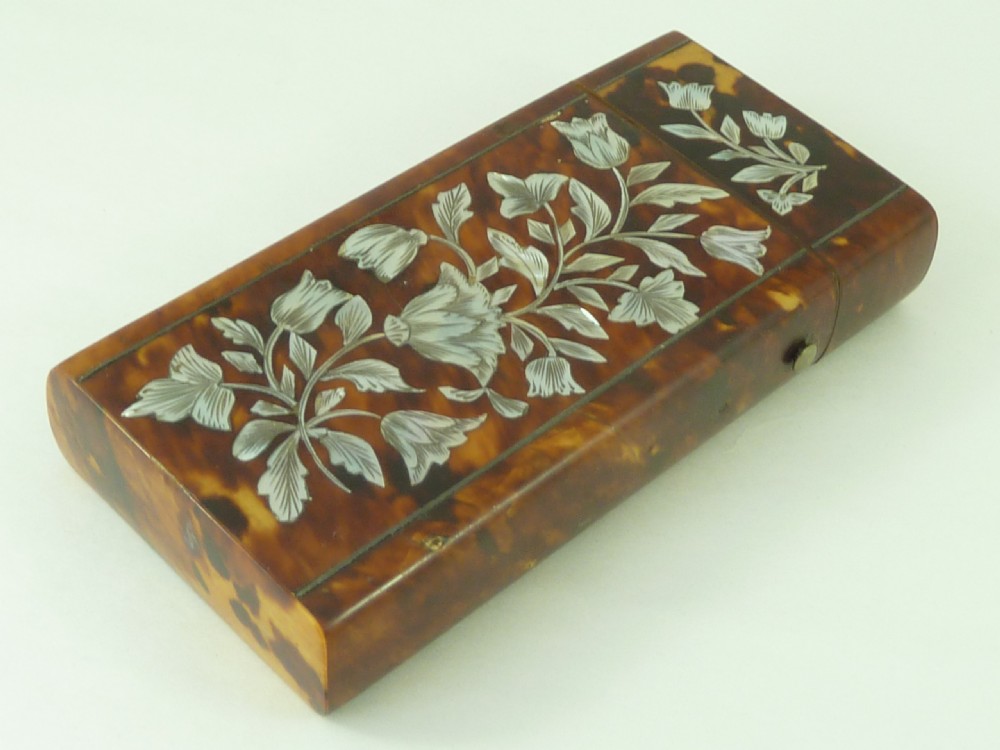 Victorian Cigar Case Tortoiseshell Mother of Pearl