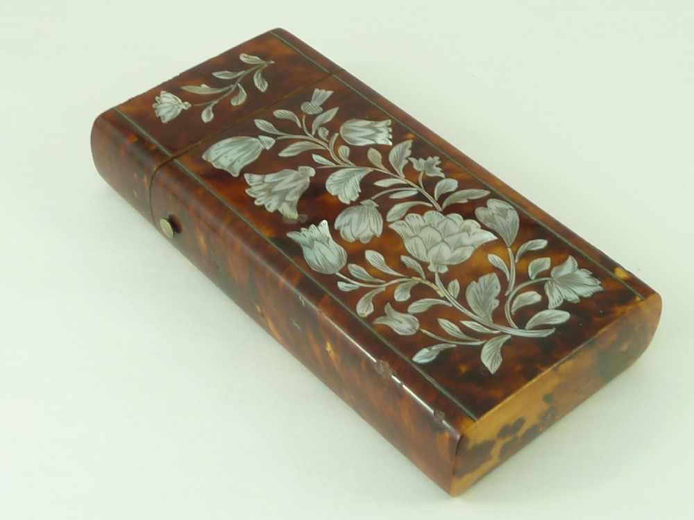 Victorian Cigar Case Tortoiseshell Mother of Pearl View II