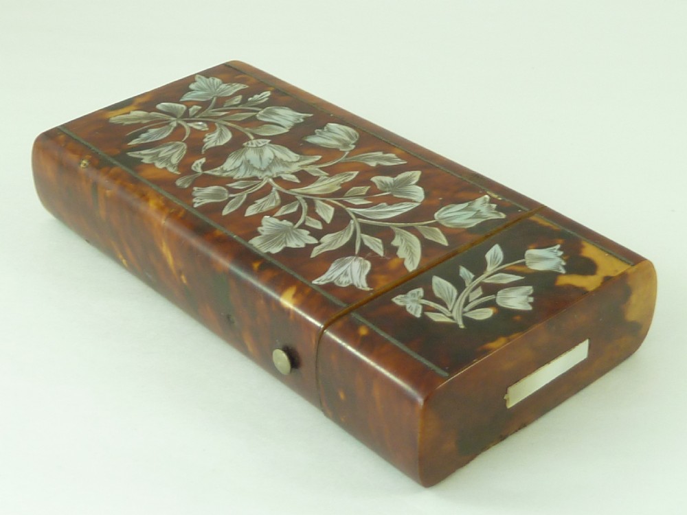 Victorian Cigar Case Tortoiseshell Mother of Pearl View V