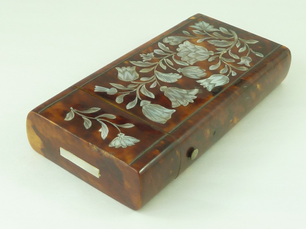 Victorian Cigar Case Tortoiseshell Mother of Pearl View VI
