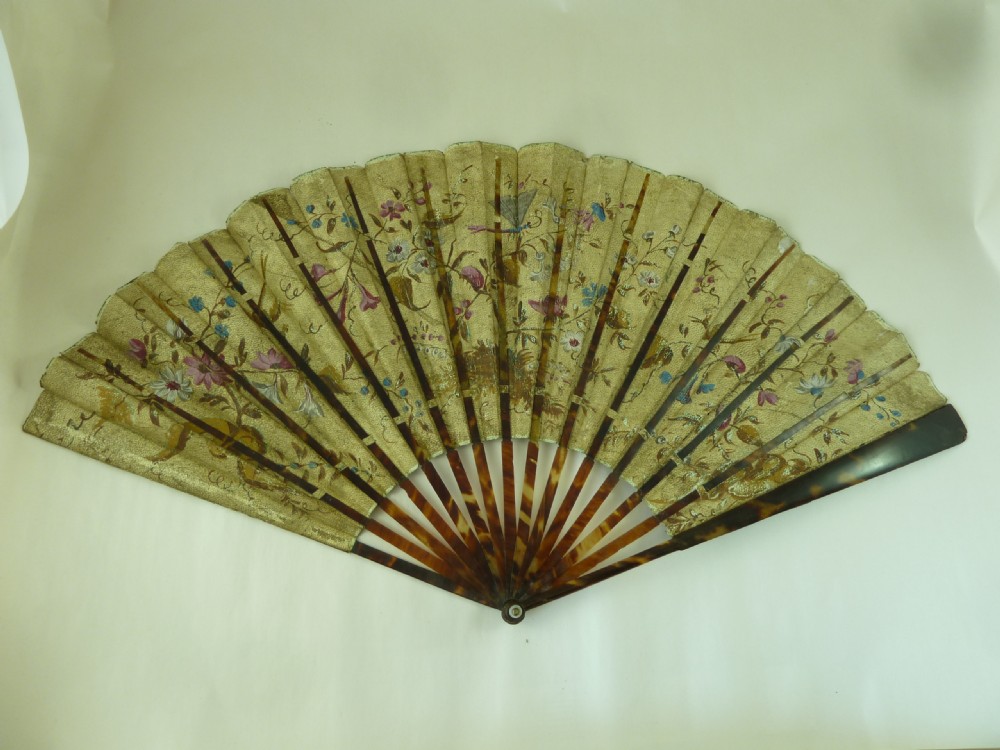 18C Hand Painted Fan and Case European Chinoiserie Eventail Boxed View II