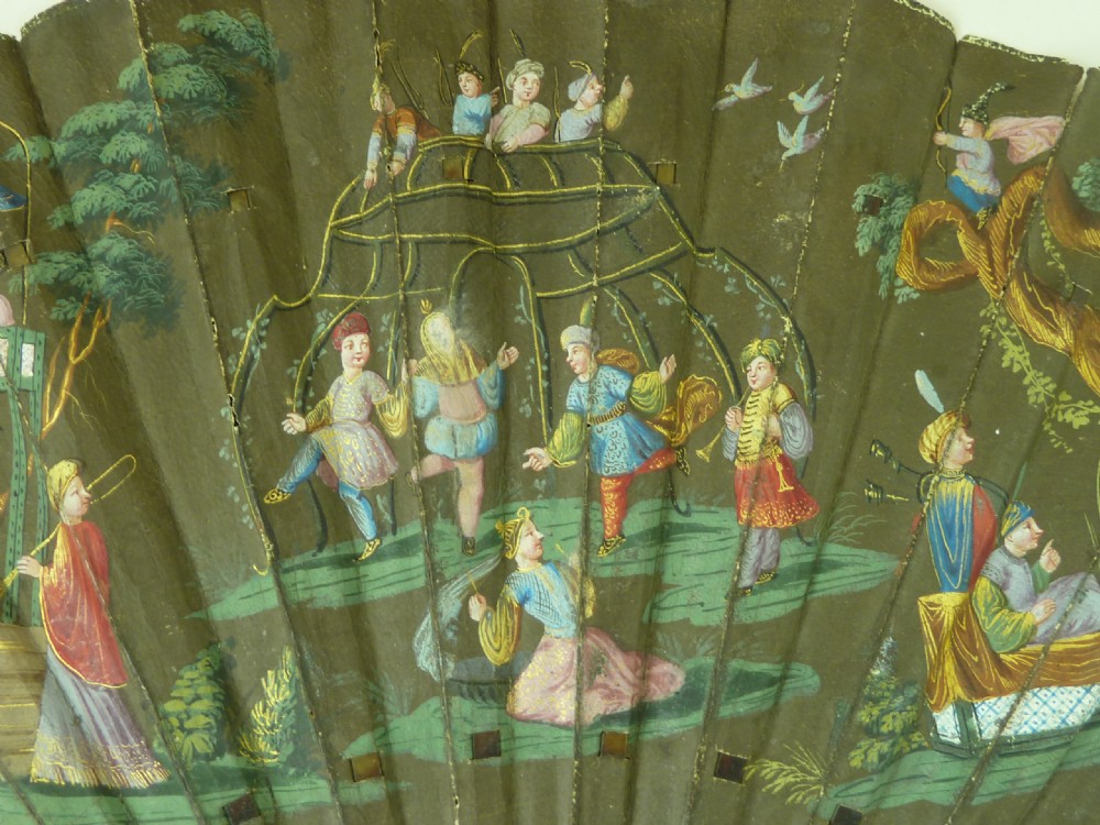 18C Hand Painted Fan and Case European Chinoiserie Eventail Boxed View IV