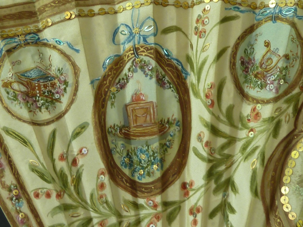 Hand Painted Fan European Sequin Signed Poutnel Eventail Duvelleroy Boxed View III