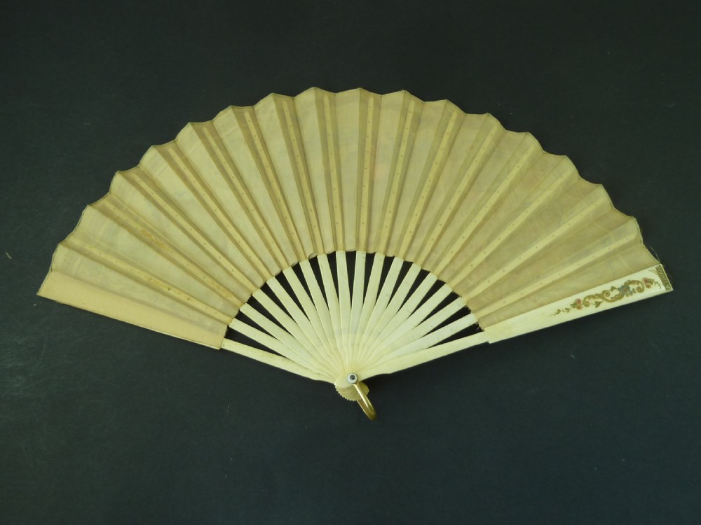 Hand Painted Fan European Sequin Signed Poutnel Eventail Duvelleroy Boxed View V