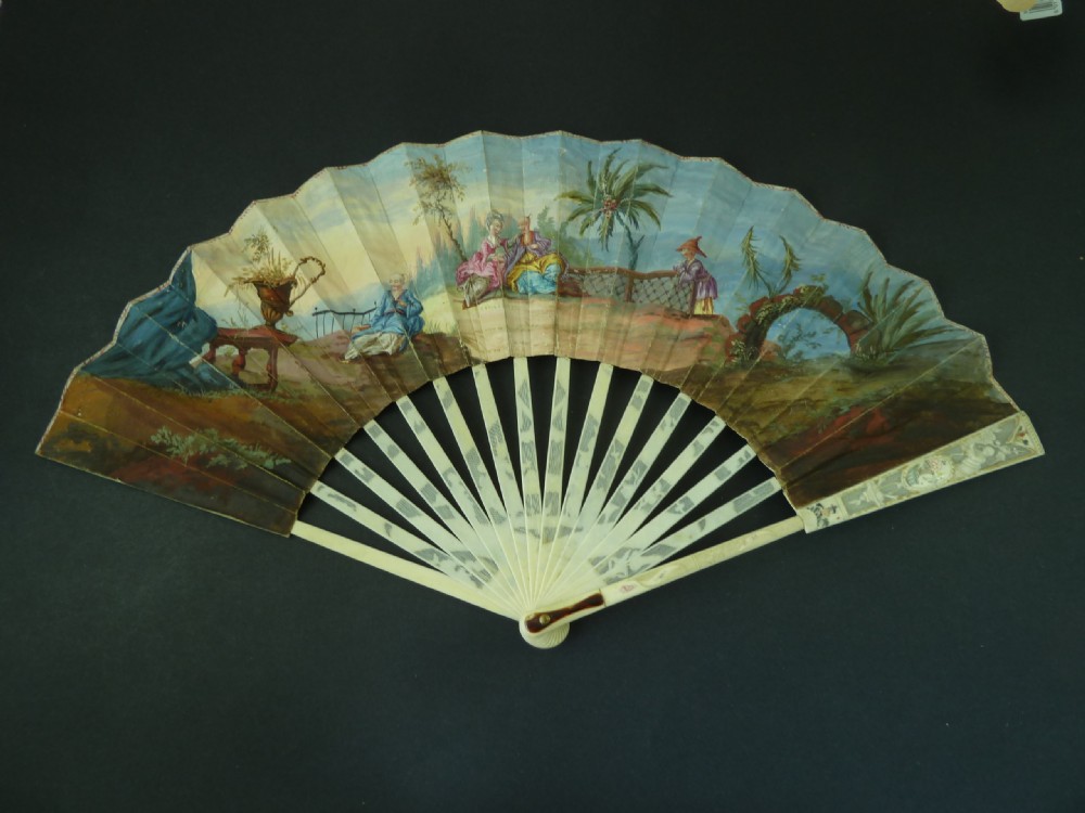 18C Hand Painted Fan European Chinoiserie Chinese Eventail View II