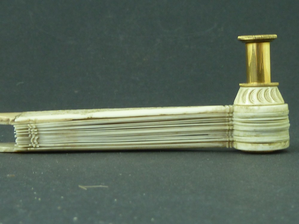 AF French Telescope Pierced Ivory Cockade Brise Fan 1820 View IV