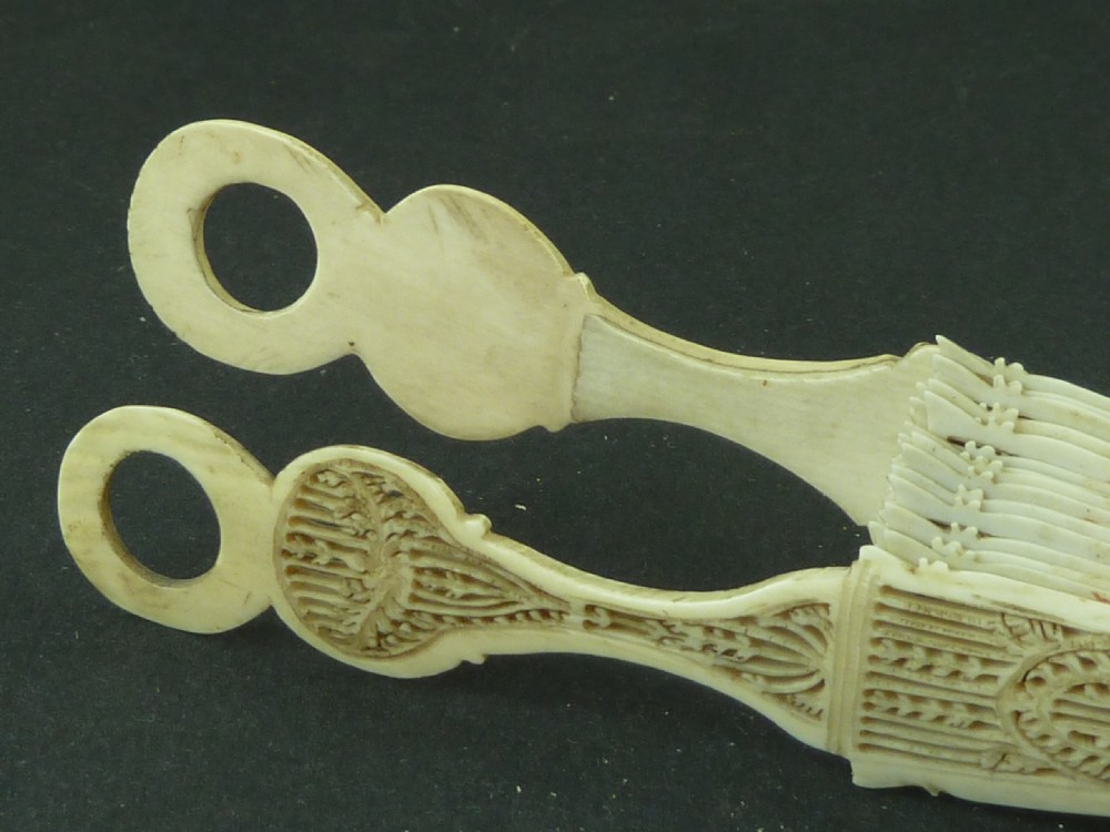 AF French Telescope Pierced Ivory Cockade Brise Fan 1820 View V