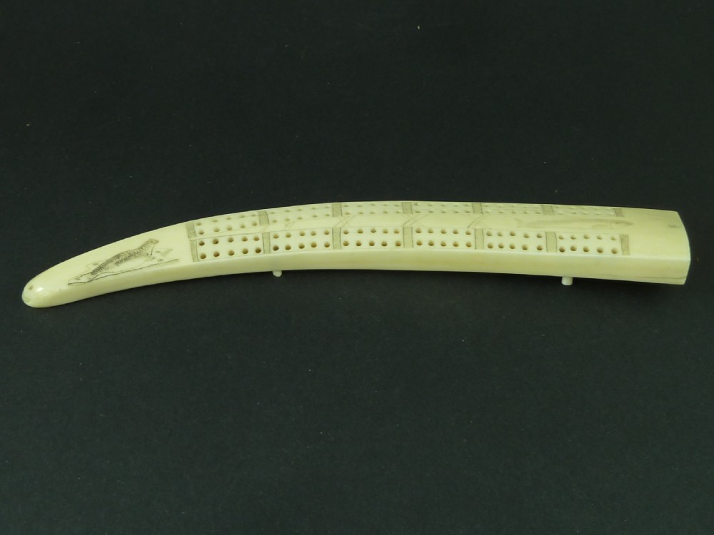 Scrimshaw Inuit Crib Board Walrus Tusk Marine Ivory Eskimo
