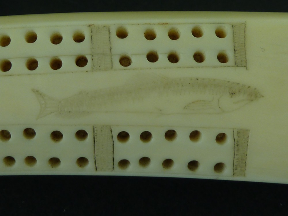 Scrimshaw Inuit Crib Board Walrus Tusk Marine Ivory Eskimo View III