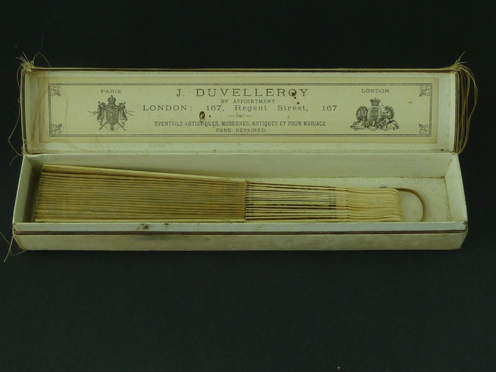 Hand Painted Fan European Sequin Signed Poutnel Eventail Duvelleroy Boxed View IX