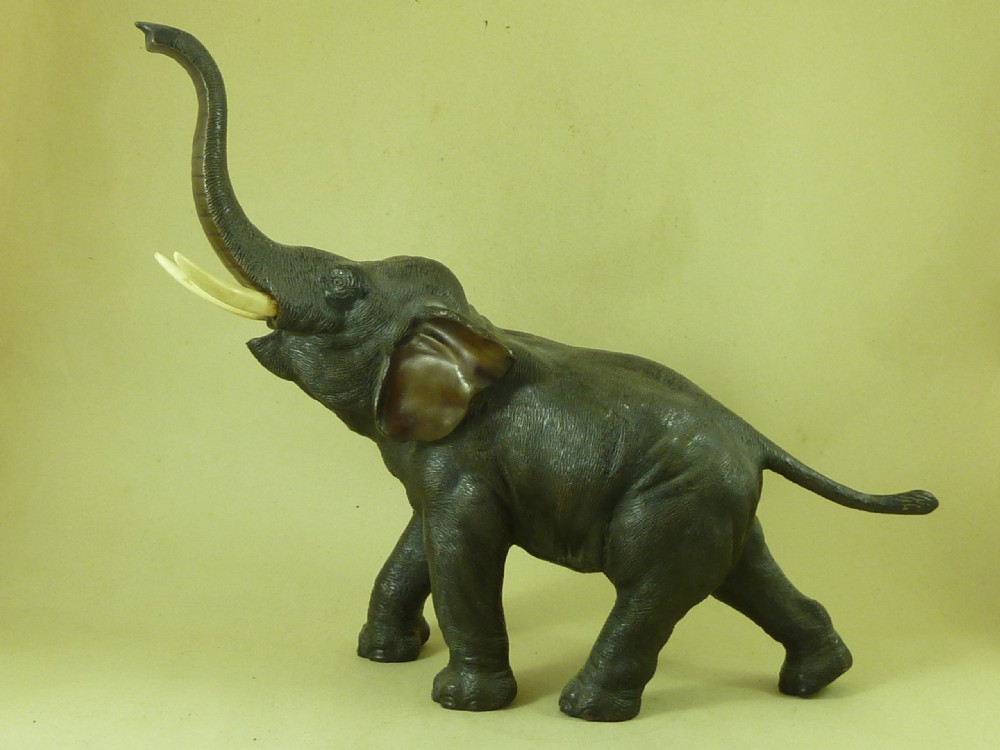 Antique Japanese Meiji Period Bronze Model Elephant Figure Signed