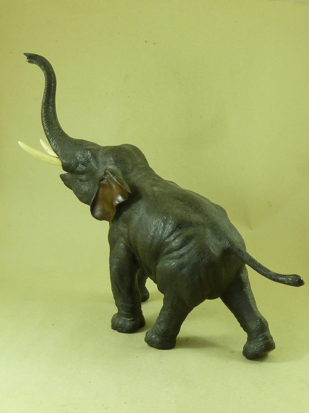 Antique Japanese Meiji Period Bronze Model Elephant Figure Signed View II
