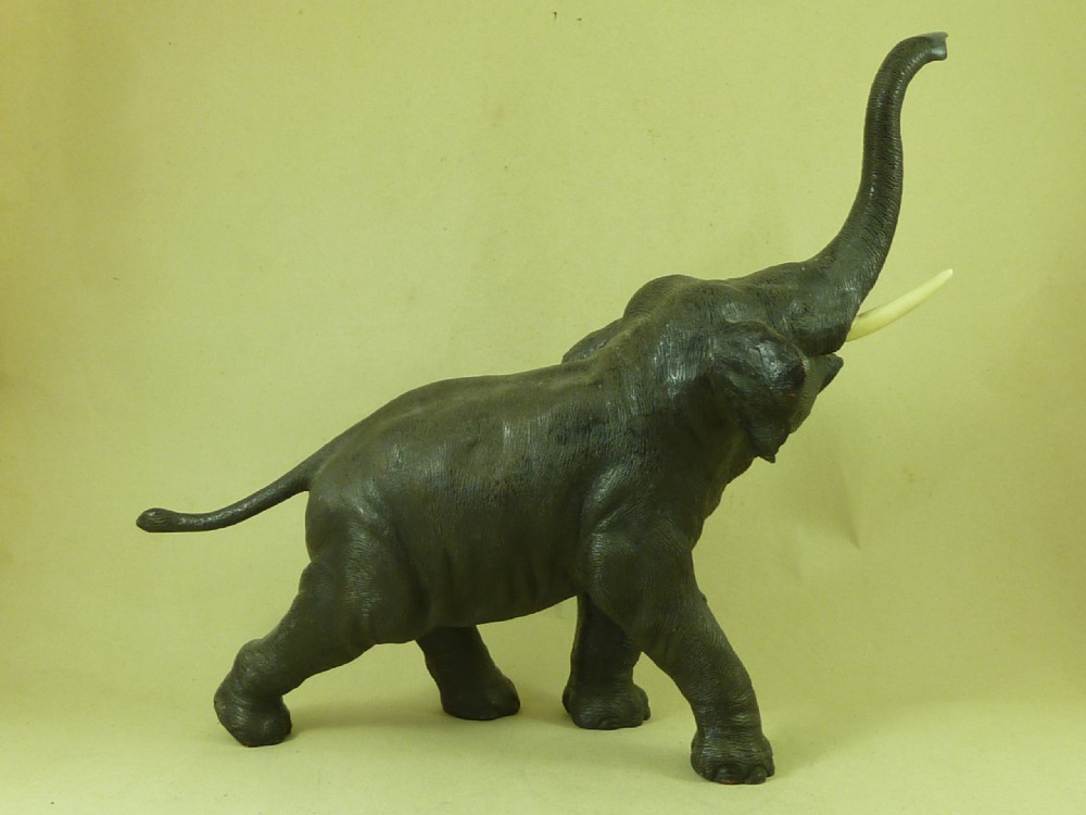 Antique Japanese Meiji Period Bronze Model Elephant Figure Signed View III