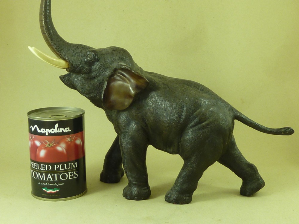 Antique Japanese Meiji Period Bronze Model Elephant Figure Signed View X
