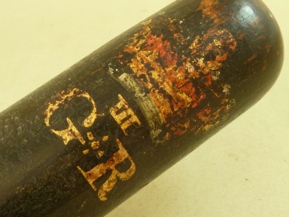 Newcastle Hand Painted Wooden Police Truncheon Tipstaff GR III George 3 Antique View VII
