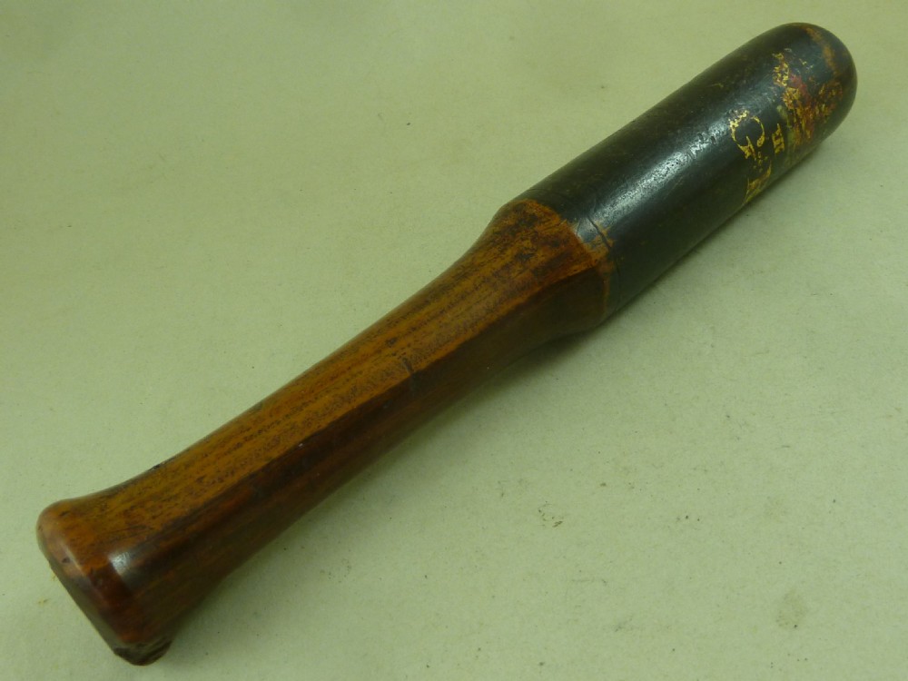 Newcastle Hand Painted Wooden Police Truncheon Tipstaff GR III George 3 Antique View VIII
