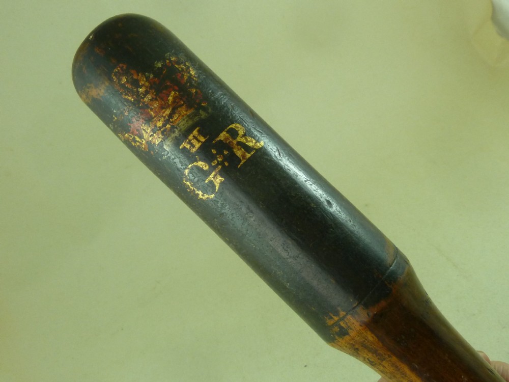 Newcastle Hand Painted Wooden Police Truncheon Tipstaff GR III George 3 Antique View IX