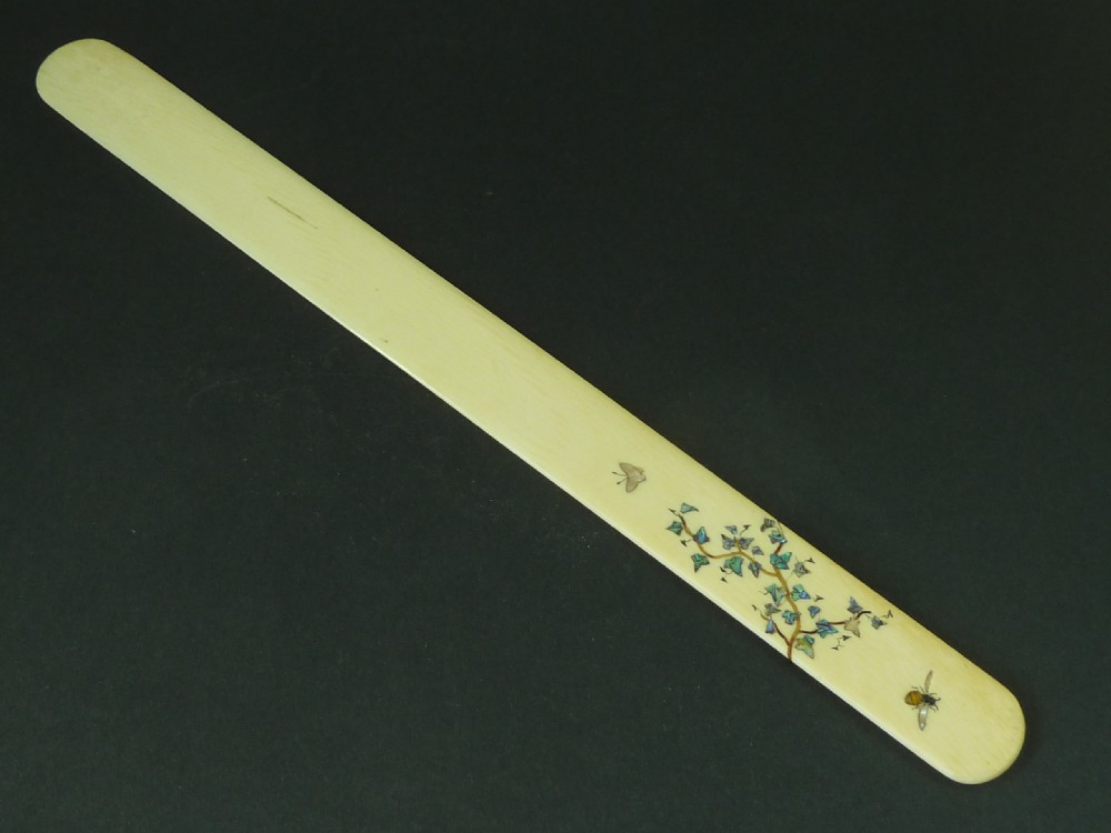 Japanese Ivory Shibayama Paper Knife Page Turner Meiji Antique View II