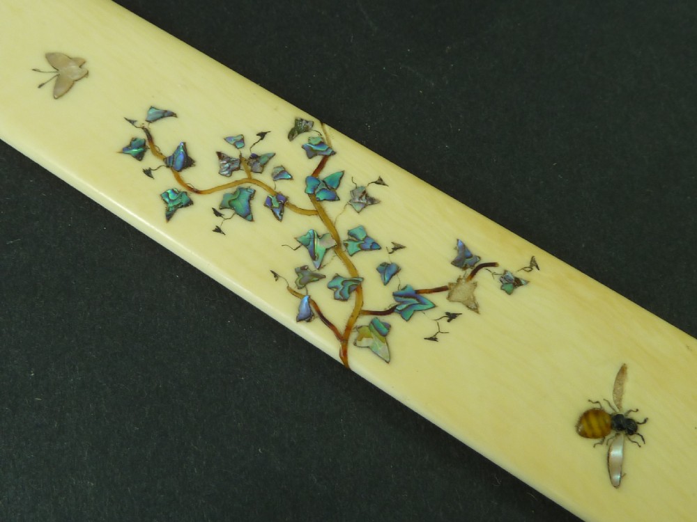 Japanese Ivory Shibayama Paper Knife Page Turner Meiji Antique View III