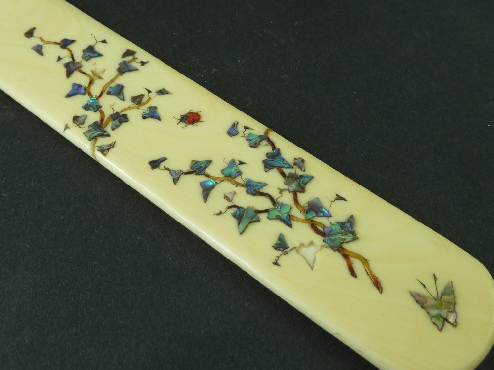 Japanese Ivory Shibayama Paper Knife Page Turner Meiji Antique View IV