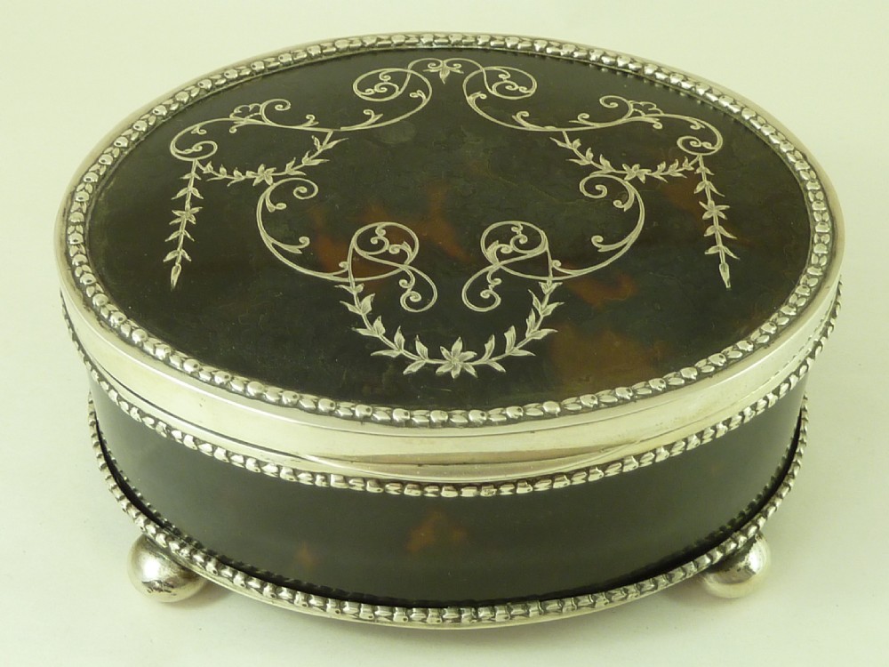 Victorian Tortoiseshell & Silver Pique Jewellery Box Charles Boyton Antique