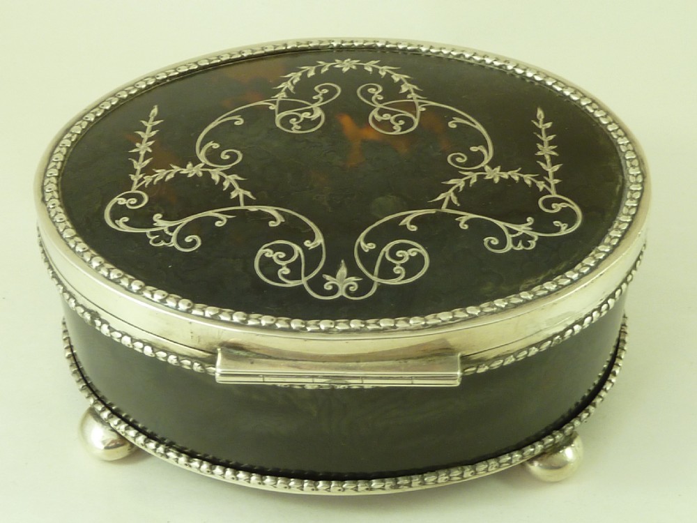 Victorian Tortoiseshell & Silver Pique Jewellery Box Charles Boyton Antique View II