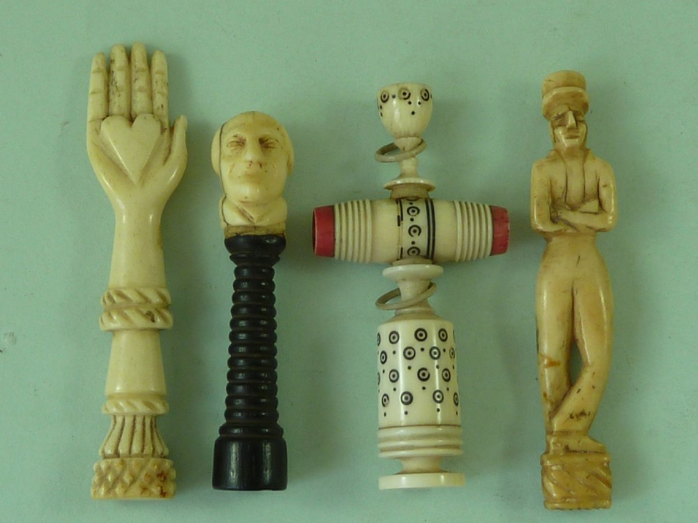 Pipe Tampers Figural Folk Art Ivory Bone Treen Antique
