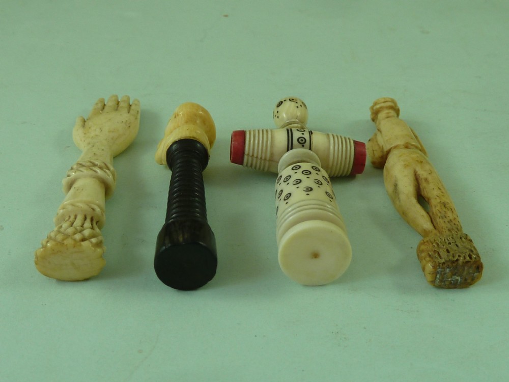 Pipe Tampers Figural Folk Art Ivory Bone Treen Antique View IV