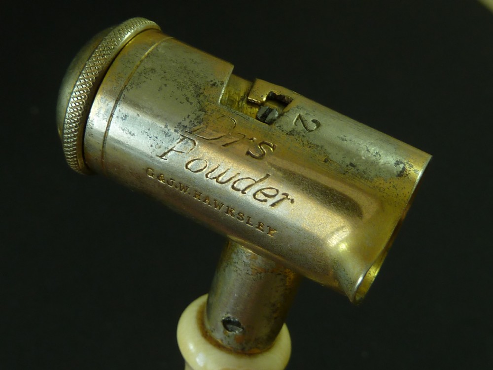 Pair Hawksley Ivory Handled Black Powder & Shot Measures Gun Pistol Accessory View V