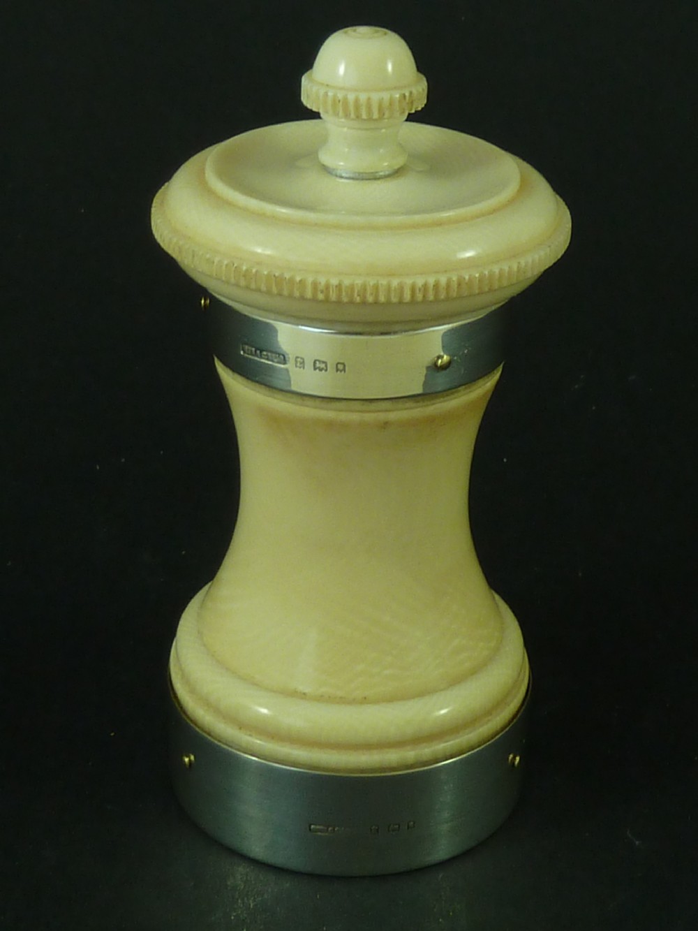1920 Silver & Ivory Pepper Mill Grinder View II
