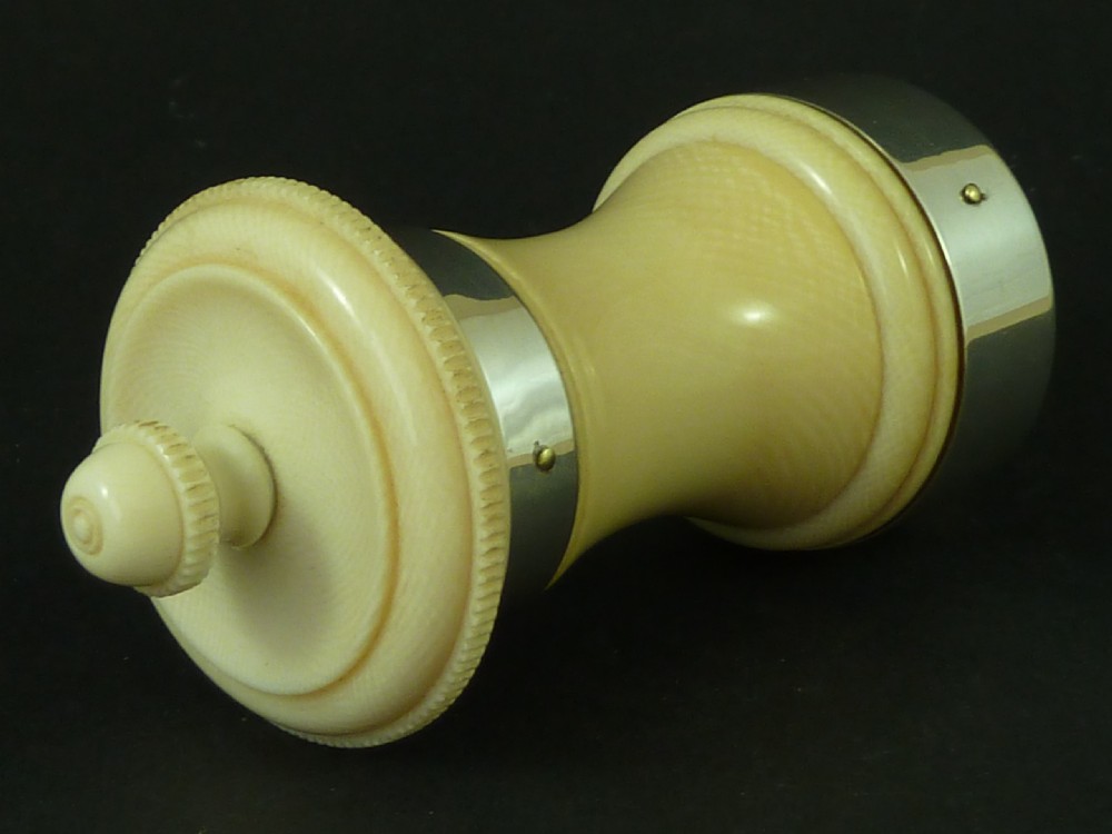 1920 Silver & Ivory Pepper Mill Grinder View IV