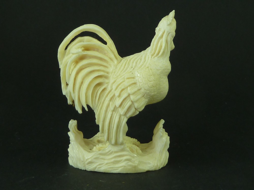 Antique Chinese Carved Ivory Cockerel Model View III