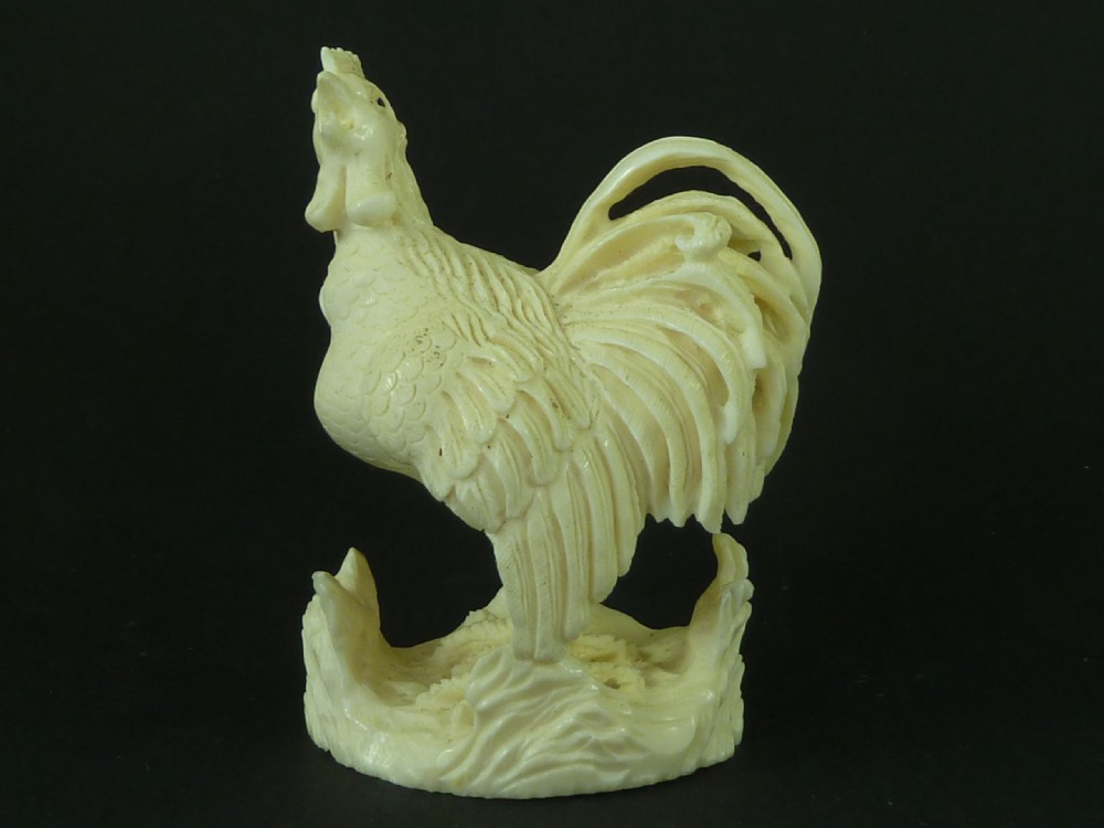 Antique Chinese Carved Ivory Cockerel Model View IV