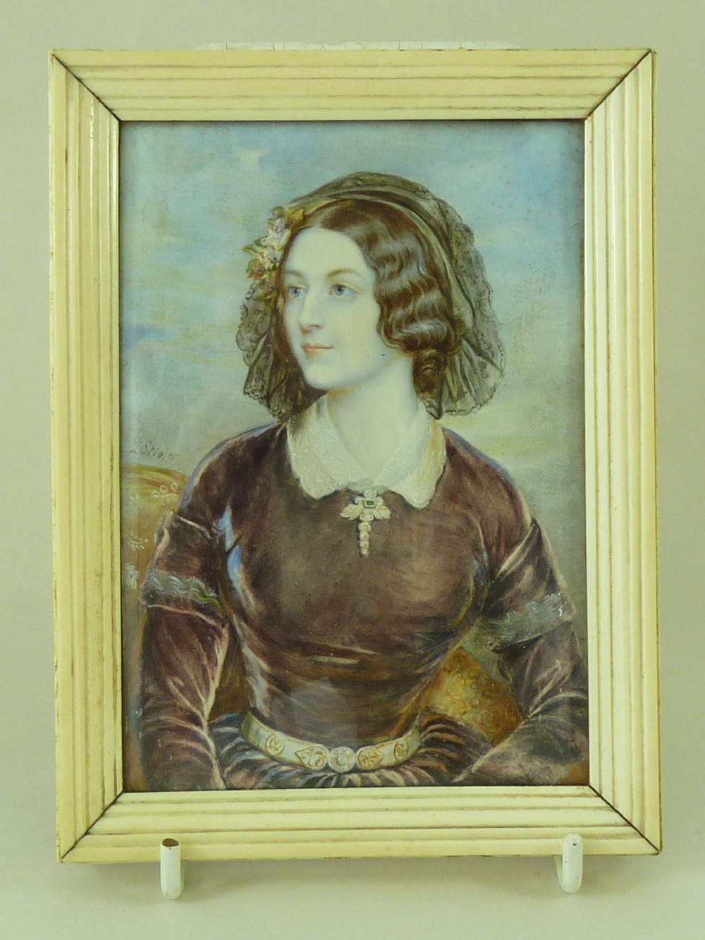 Lola Montez Dancer Actress Karl Joseph Stieler Hand Painted Portrait Miniature Antique