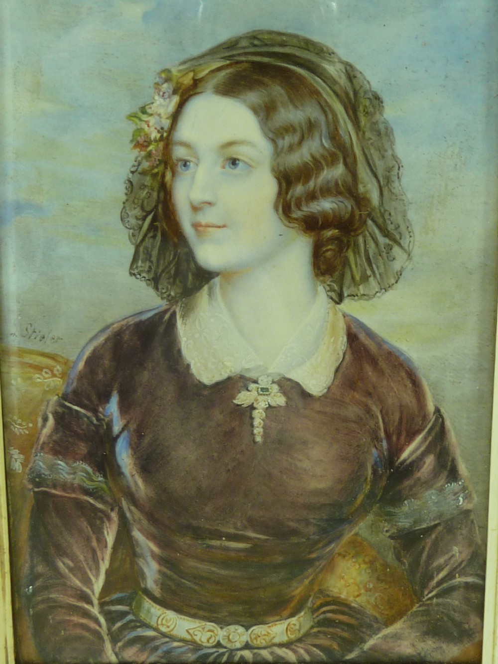 Lola Montez Dancer Actress Karl Joseph Stieler Hand Painted Portrait Miniature Antique View II