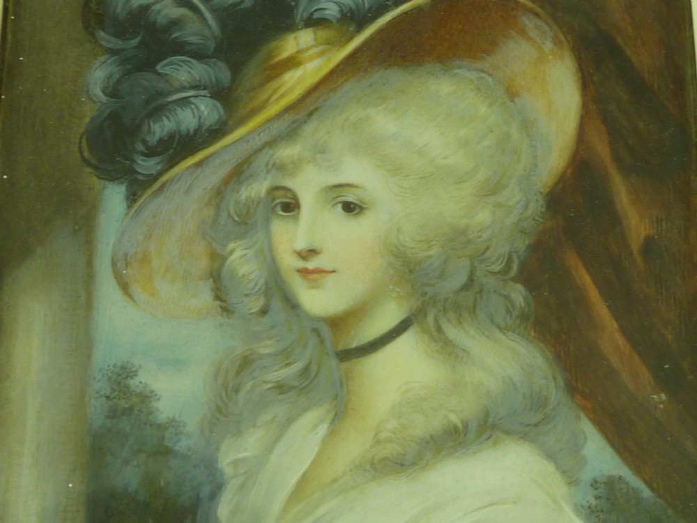 Georgiana Spencer Duchess of Devonshire Hand Painted Portrait Miniature Antique View V