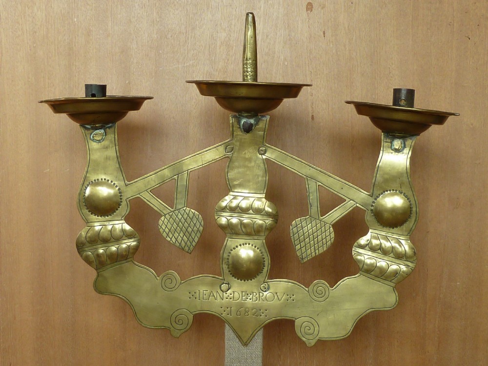 Tenabrae Easter Candelabra Dated 1682 Brass French Candle Holder Stand Candlestick Antique