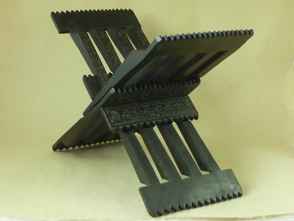 Folding Ebony Koran Stand X Rehal Lectern Carved Islamic Quran Puzzle
