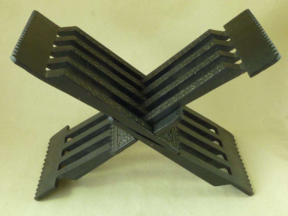 Folding Ebony Koran Stand X Rehal Lectern Carved Islamic Quran Puzzle View V
