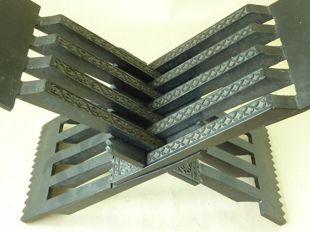 Folding Ebony Koran Stand X Rehal Lectern Carved Islamic Quran Puzzle View VII