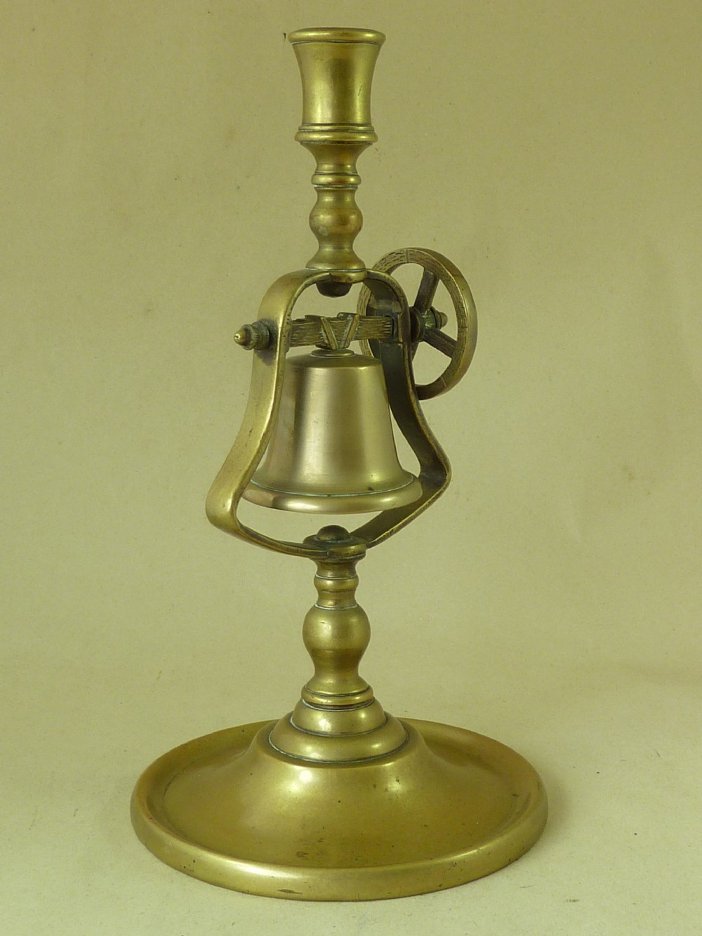 Antique Tavern Candlestick Brass Victorian Servant Bell