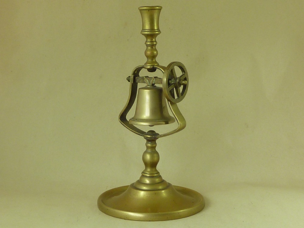Antique Tavern Candlestick Brass Victorian Servant Bell View II