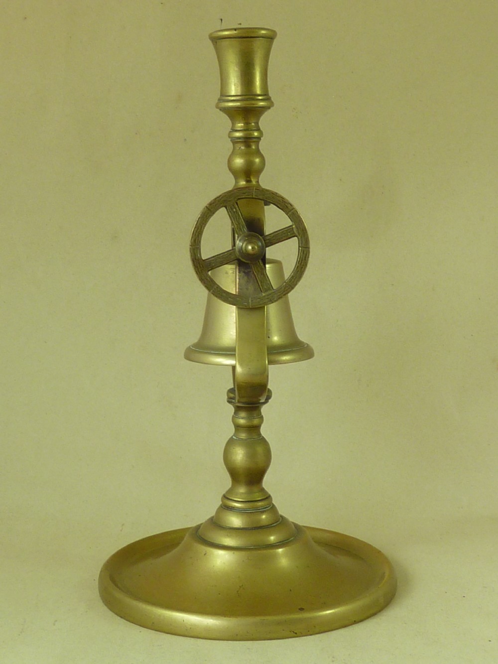 Antique Tavern Candlestick Brass Victorian Servant Bell View III
